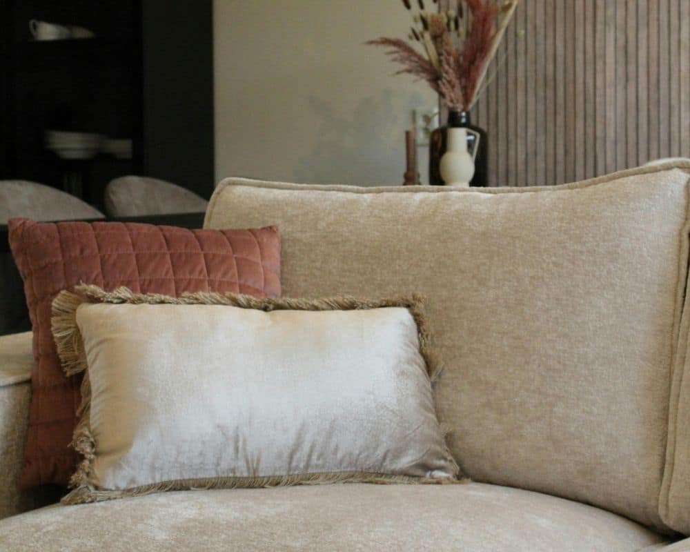 velvet cushions and soft-knit fabrics